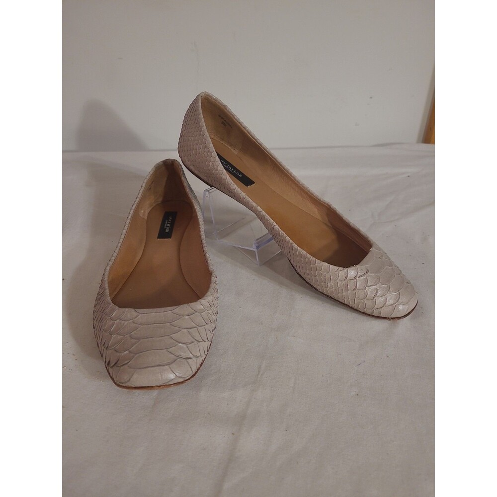 Ann Taylor Beige Nude Snakeskin Soft Leather Ballet Flat 9M Women's